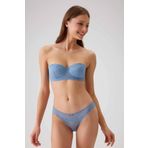 Kadın Mavi 4741 Balenli Soft Push Up Straplez Sütyen Takım