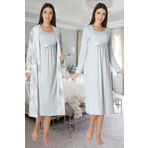 Kadın Mavi Hamile Lohusa Sabahlık ve Gecelik Takım (Mavi/M)-BS8085EF-869BST0009996