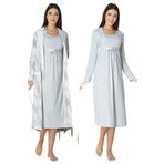 Kadın Mavi Hamile Lohusa Sabahlık ve Gecelik Takım (Mavi/S)-BS8085EF-869BST0009995