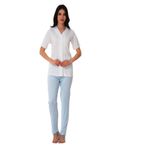 Kadın Mavi Önden Düğmeli Kısa Kollu Pijama Takımı Effort, 3XL, B1042EF-19804IGP271301