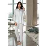 Kadın Mavi Önden Düğmeli Pijama Takımı (Mavi/XL)