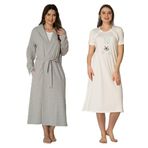 Kadın Mavi Tavşanlı Spor Sabahlıklı Hamile Lohusa Gecelik Takımı, L, HW2071EF-89C0018314484