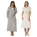 Kadın Mavi Tavşanlı Spor Sabahlıklı Hamile Lohusa Gecelik Takımı, S, HW2071EF-86D0018320391