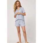 Kadın Mediterranean Cepli Şortlu Pijama Takımı Mavi
