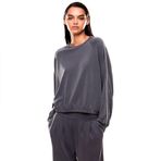 Kadın Metalik Efektli Logo Uzun Kol Rahat Kesim Lastikli Etek Ucu Siyah Sweatshirt 7W000444 AF12643-U8117