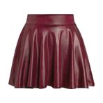 Kadın metalik pileli etek, yüksek bel, esnek, resmi olmayan mini patenci eteği, hafif, havadar yaz eteği, Rockabilly kısa etek, evaze, pileli etek, moda, boş zaman eteği, Şarap, S