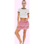 Kadın Mini Etek Terrycotton Kumaş Ekose Desenli Fırfırlı Şık Günlük Kullanım Modern Tasarım - Kırmızı - 40