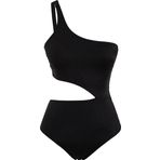 Kadın Moda Atma Kap Cut Out Tek Kol Carmen Yaka Siyah Tek Omuz Cut Out Pencereli Regular Mayokini