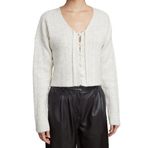 Kadın Moda Şık Crop V Yaka Slim Crop Yumuşak Dokulu Bağlama Detaylı Triko Hırka