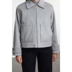 Kadın Moda Şık Oversize Gömlek Yaka Standart Düz Astarlı Oversize Kaşe Ince Ceket Mont - Gri