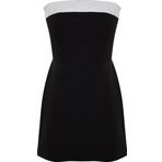 Kadın Moda Standart Kol Geniş Paça Straplez Kısa Straplez Renk Bloklu Mini Dokuma Şort Tulum