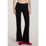 Kadın Modal Kumaş Slim Fit Dar Kesim Beli Lastikli İspanyol Paça Siyah Tayt