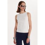 Kadın Modal Kumaş Slim Fit Dar Kesim Bisiklet Yaka Düz Basic Ekru Bluz