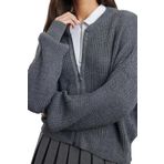 Kadın Modern Tarz Oversize Bomber Yaka Regular Triko Hırka