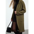 Kadın Modern Tarz Oversize Devrik Yaka Maxi Triko Hırka