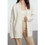 Kadın Modern Tarz Oversize Şal Yaka Midi Triko Hırka
