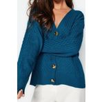 Kadın Modern Tarz Oversize V Yaka Midi Triko Hırka