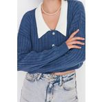 Kadın Modern Tarz Regular Bebe Yaka Crop Triko Hırka