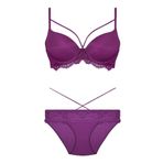 Kadın Mor Desteksiz Bralet Sütyen Külot Takım, 80B, TYC00207653946-869BST0020009