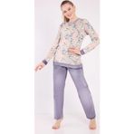 Kadın Mor Süper Soft Pijama Takımı Tavşan Desenli