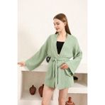 Kadın Müslin Kimono Ceket - XL - Çağla Yeşili