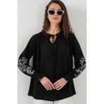 Kadın Nakışlı Örme Bluz 941 - Siyah - 36