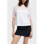 Kadın Normal Kalıp AX Logolu Transparan Detaylı Yuvarlak Yaka Kısa Kollu Beyaz T-Shirt XW000516 AF10359-U0002