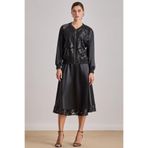 Kadın Normal Kalıp İşleme Desenli Uzun Kollu Siyah Ceket 25567-JACKET-SİYAH
