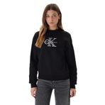 Kadın Normal Kalıp Pamuklu Logo İşlemeli Uzun Kollu Siyah Sweatshirt LV047E825G-UB1