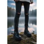 Kadın Olivia Dikişli Postal Bot Siyah Kalın Taban Rahat Yürüyüş İçin Model No: mrn.ross.99