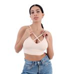 Kadın Önden Çapraz Bralet Pedli Spor Büstiyer Crop, L/XL, FA5800-1-19804IGP27190837