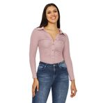 Kadın Önü Büzgü Detaylı Fitilli Alttan Çıtçıtlı Body Mor XL