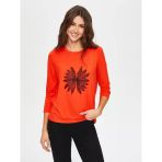Kadın Önü Çiçek Dantel Aplikeli Yuvarlak Yaka T-Shirt Faik Sönmez
