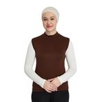 Kadın Organik Balıkçı Yakalı Kolsuz Body, Çikolata, L/XL