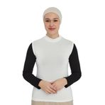 Kadın Organik Balıkçı Yakalı Kolsuz Body, Ekru, L/XL