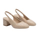 Kadın Örgü Detay Slingback Topuklu Ayakkabı, 4 cm Blok Topuk, Yandan Lastikli, Günlük Kullanım için Şık ve Rahat (Bej, EU Ayakkabı Beden Sistemi, Yetişkin, Kadın, Sayısal, Dar, 36)