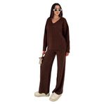 Kadın Örgü Triko Takım – Cozy Texture, kahverengi, standart