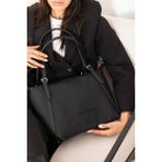 Kadın Orijinal Just Polo Büyük Boy Lakost Kumaş Lüks El ve Omuz Çantası Shopper 27 x 32 cm - Siyah