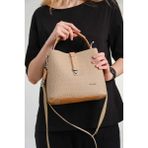 Kadın Orijinal Just Polo Vizon Taba 3 Gözlü Su Geçirmez Çapraz ve Omuz Çantası 22 x 20 cm - Bej