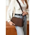 Kadın Orijinal Just Polo Yeni Sezon Lakos Kumaş Lüks Omuz Çantası Shoulder Bag 16 x 26 cm - Kahverengi