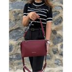 Kadın Orijinal Just Polo Yumuşak Deri Şal Detaylı Ayarlanabilir Askılı El ve Omuz Çantası Shopper - Bordo