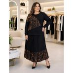 Kadın Orta Yaş ve Üzeri Leopar Desenli Büyük Beden Etek Bluz Anne Takım 1344