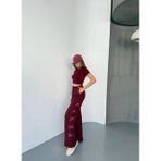 Kadın Osy Modal Yumuşak Dokulu Kumaş Nakış Işlemeli Rahat Bol Paça Eşofman Pantolon - Bordo