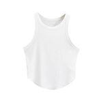 Kadın Oval Etekli Beyaz Renk Bisiklet Yaka Crop Top Bluz (Beyaz, S)