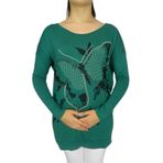 Kadın Oversayz Kelebek Baskılı Sweatshirt BRG39702 YEŞİL S