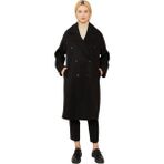 Kadın Oversize Astarsız Kaşe Kaban - Siyah - 1