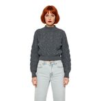 Kadın Oversize Balon Kol Dik Yaka Saç Örgü Crop Akrilik Triko Kazak Kış Modasına Uyumlu Kaliteli -Antrasit-S