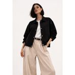 Kadın Oversize Basic Gabardin Mevsimlik Polo Yaka Ceket