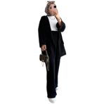 Kadın Oversize Ceket Pantolon Alt Üst İkili Takım, Tesettür Giyim - Siyah Asel-F3101 / Tek Ebat