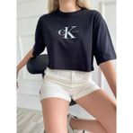 Kadın Oversize Crop Tişört Siyah